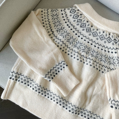 [2-WAYS] Nordic Style Snowflake Knit Zipper Jacket