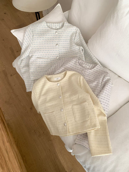 Pastel Horizontal Weave Tweed Jacket(3 colors)