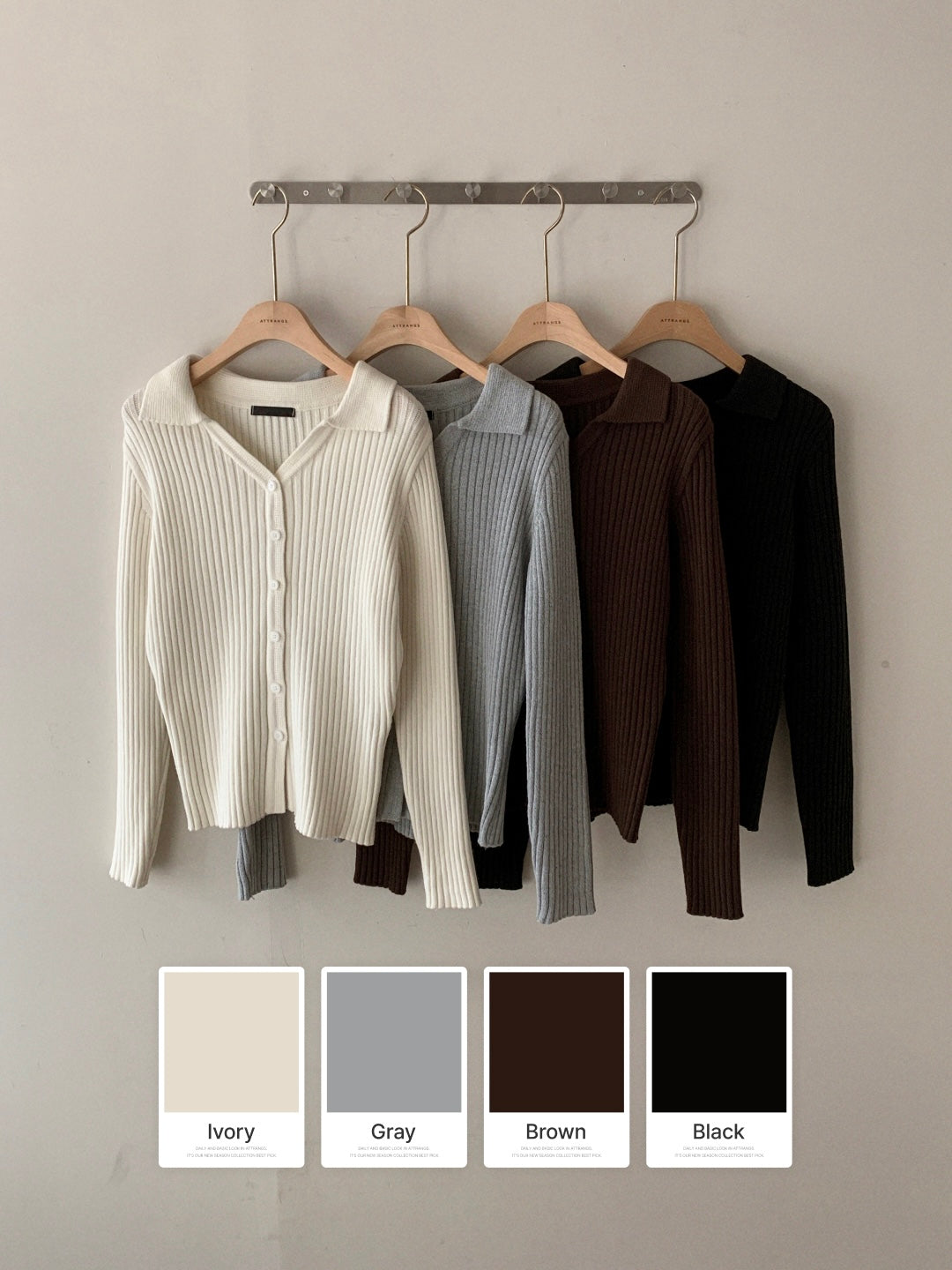 Sophisticated Collared Button-down Knit Top(4 colors)