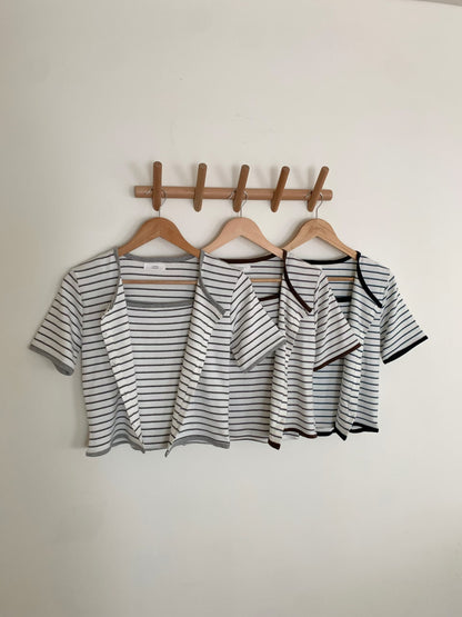 Contrast-Trim Striped Camisole Sets(3 Colors)