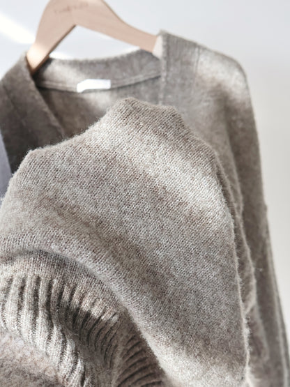 10% Lambswool Marshmallow Oversized Cardigan(Mocha)