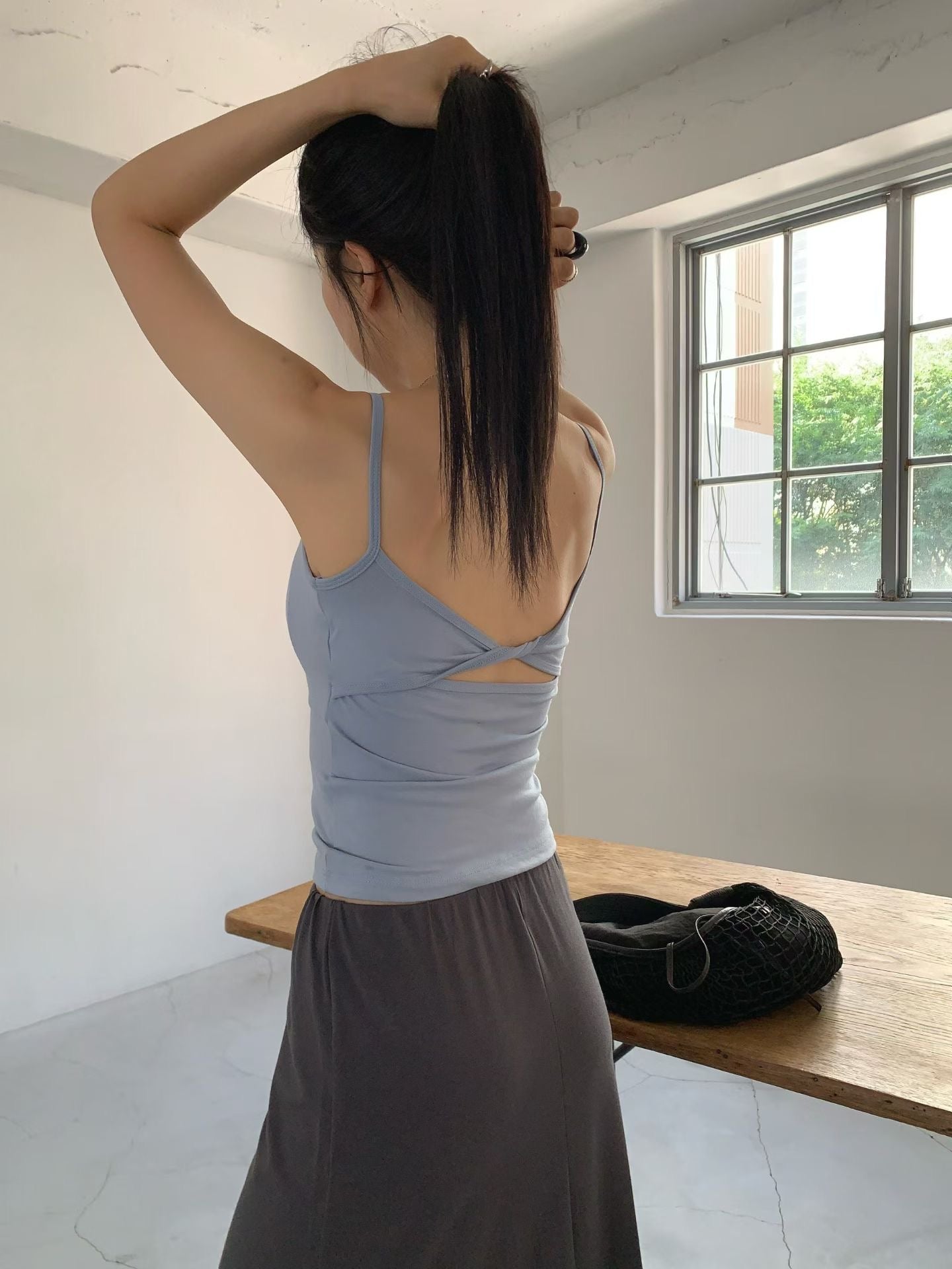 [Removable Pads] Cross-Back Twist Cotton Modal Bra Top(4 colors)