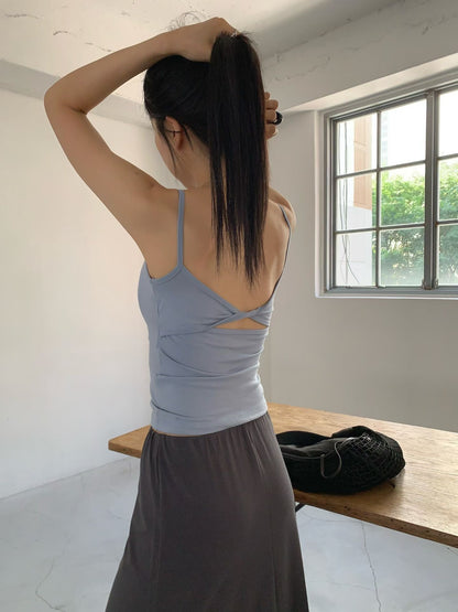 [Removable Pads] Cross-Back Twist Cotton Modal Bra Top(4 colors)