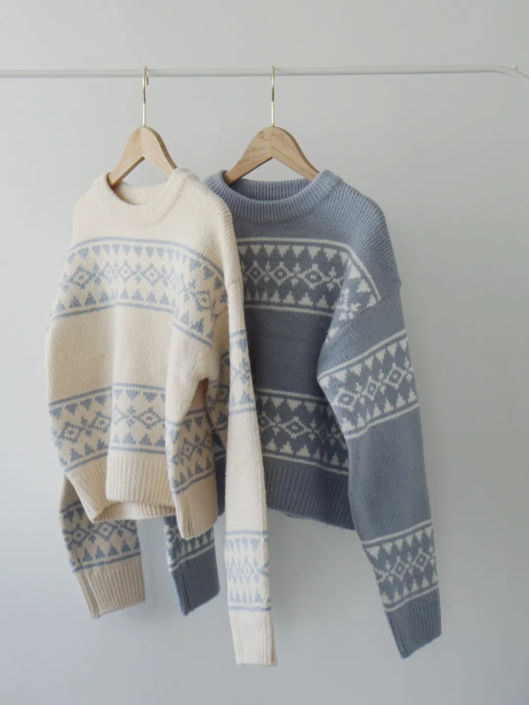 Nordic Round Neck Thick Sweater(Cream)
