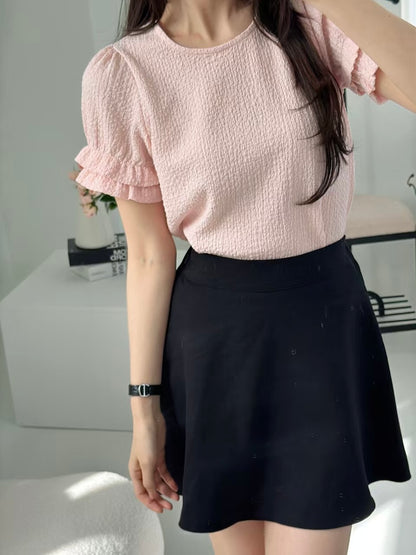 [Wrinkle-Free] Gentle Petal Sleeve Blouse(3 Colors)