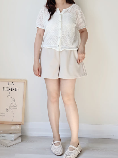 Holiday Vibe Diamond Openwork Knit Cardigan(Ivory)