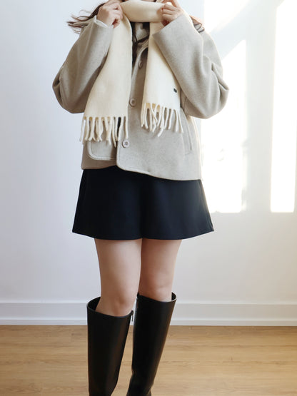 Wool-look Collar Button Coat