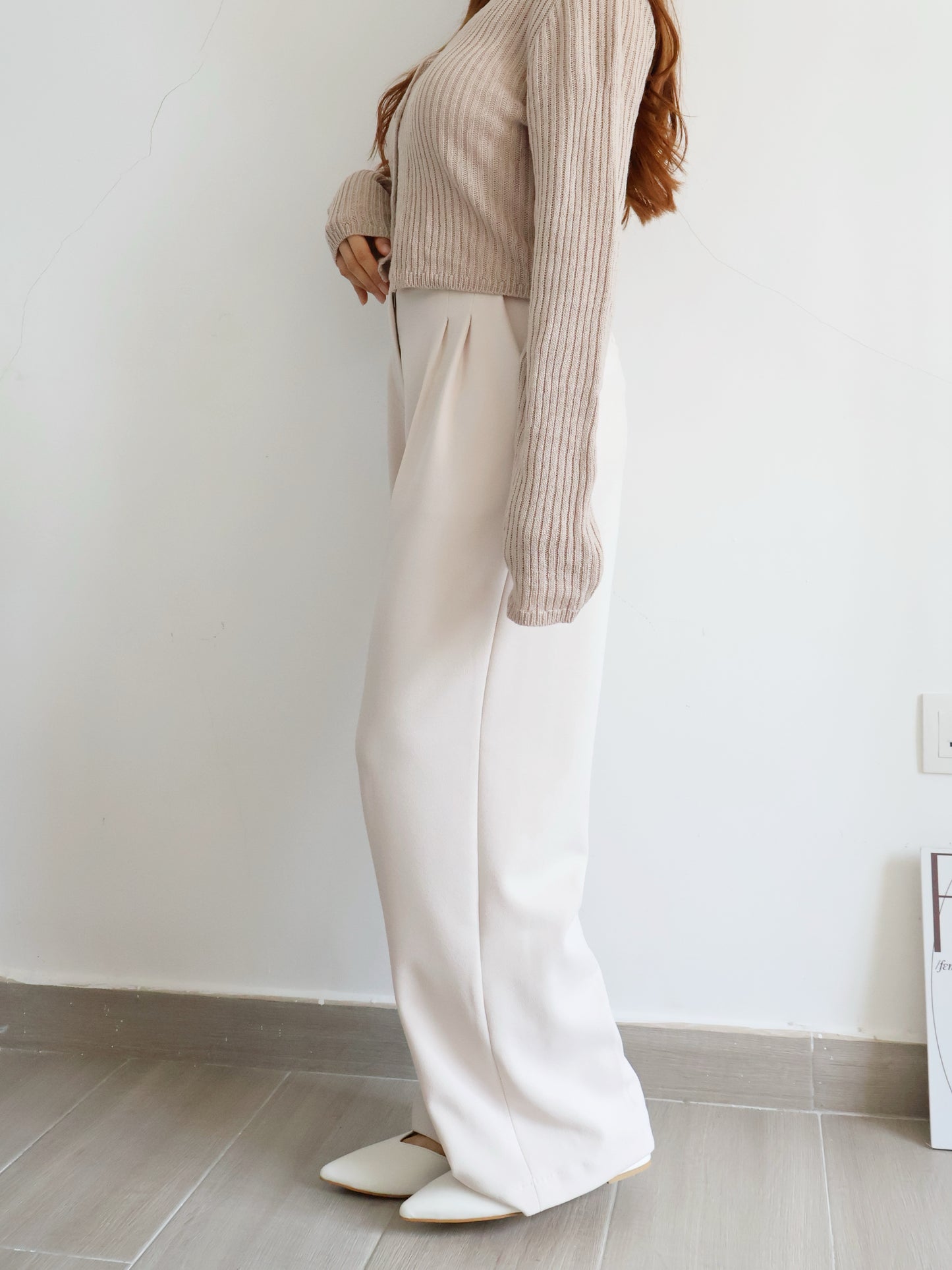 [Best Seller🏅] Wrinkle-free Fabric Pleated Straight Leg Trousers(Beige)