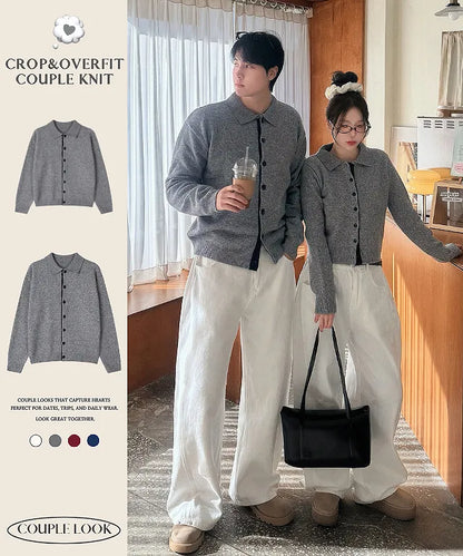 [Female] 5% Wool Color-Block Lapel Cardigan(4 colors)