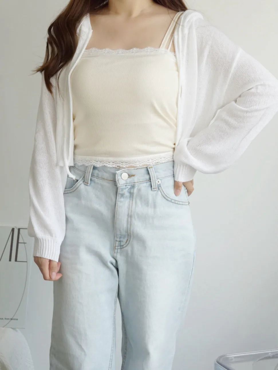 [3-WAYS] Sporty Hooded Zip Knit Cardigan(Ivory)