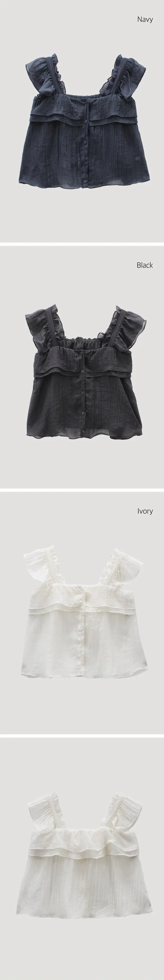 Flowy Tiered Buttoned Chiffon Flutter Sleeves Blouse(3 Colors)
