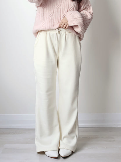 [3 Lengths] Pyjama-Soft Fuzzy Fleece Bootcut Pants with Pockets(Cream)
