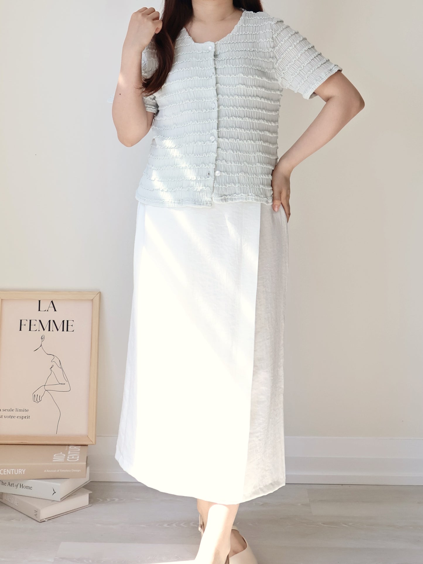 [Wrinkle-Free] Elegant V-Neck Wavy Rippled Cardigan(2 Colors)