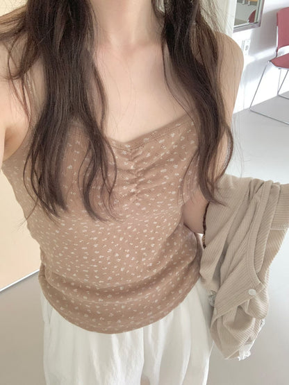 French Chic Dainty Floral Cami & Cardigan Set(3 colors)
