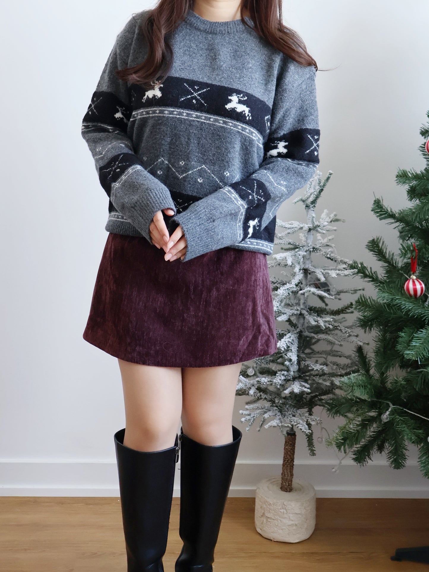 Reindeer Pattern Sweater (Grey)
