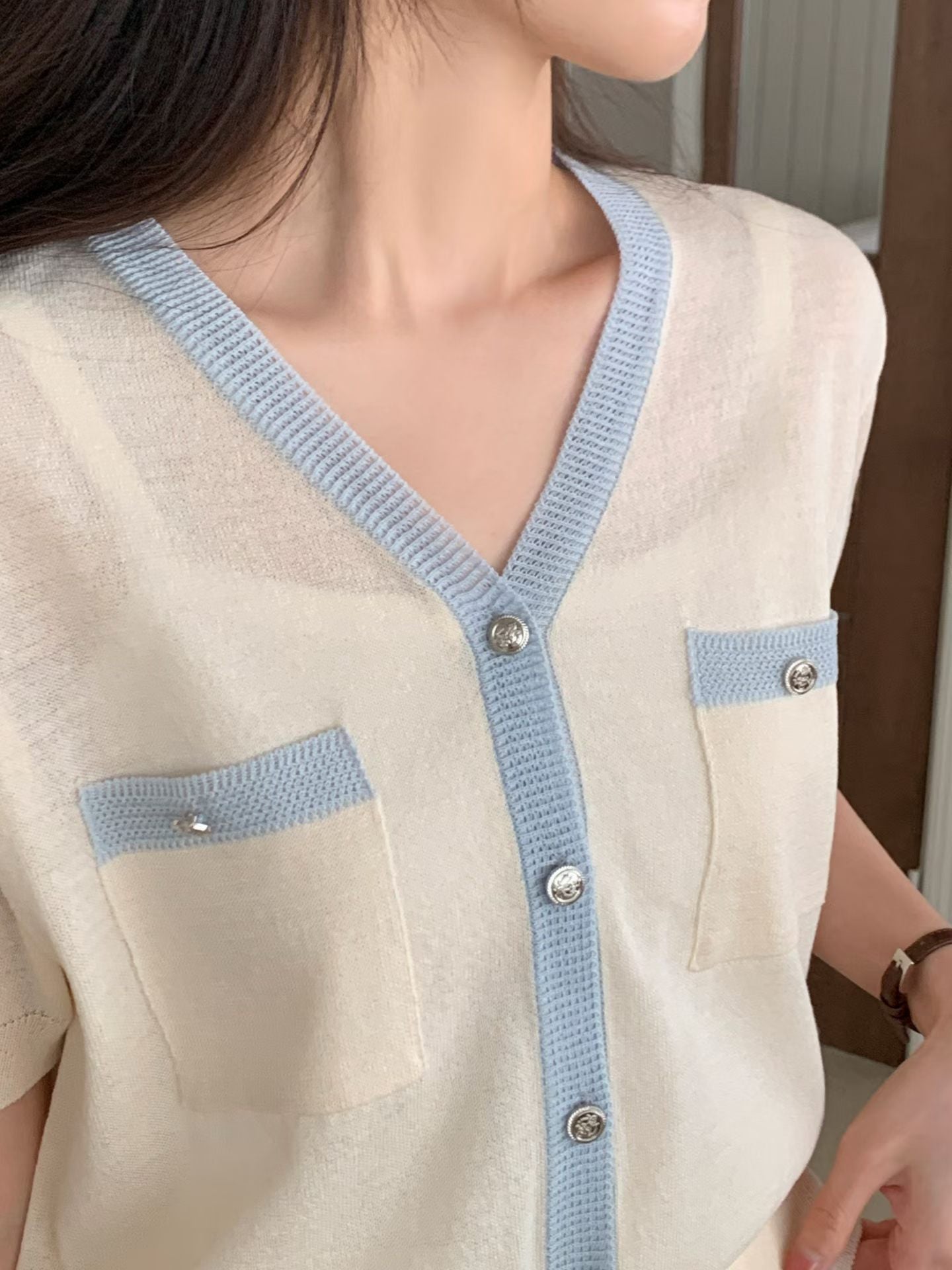 Frenchy Coco Embossed Buttons Knit Top(3 Colors)