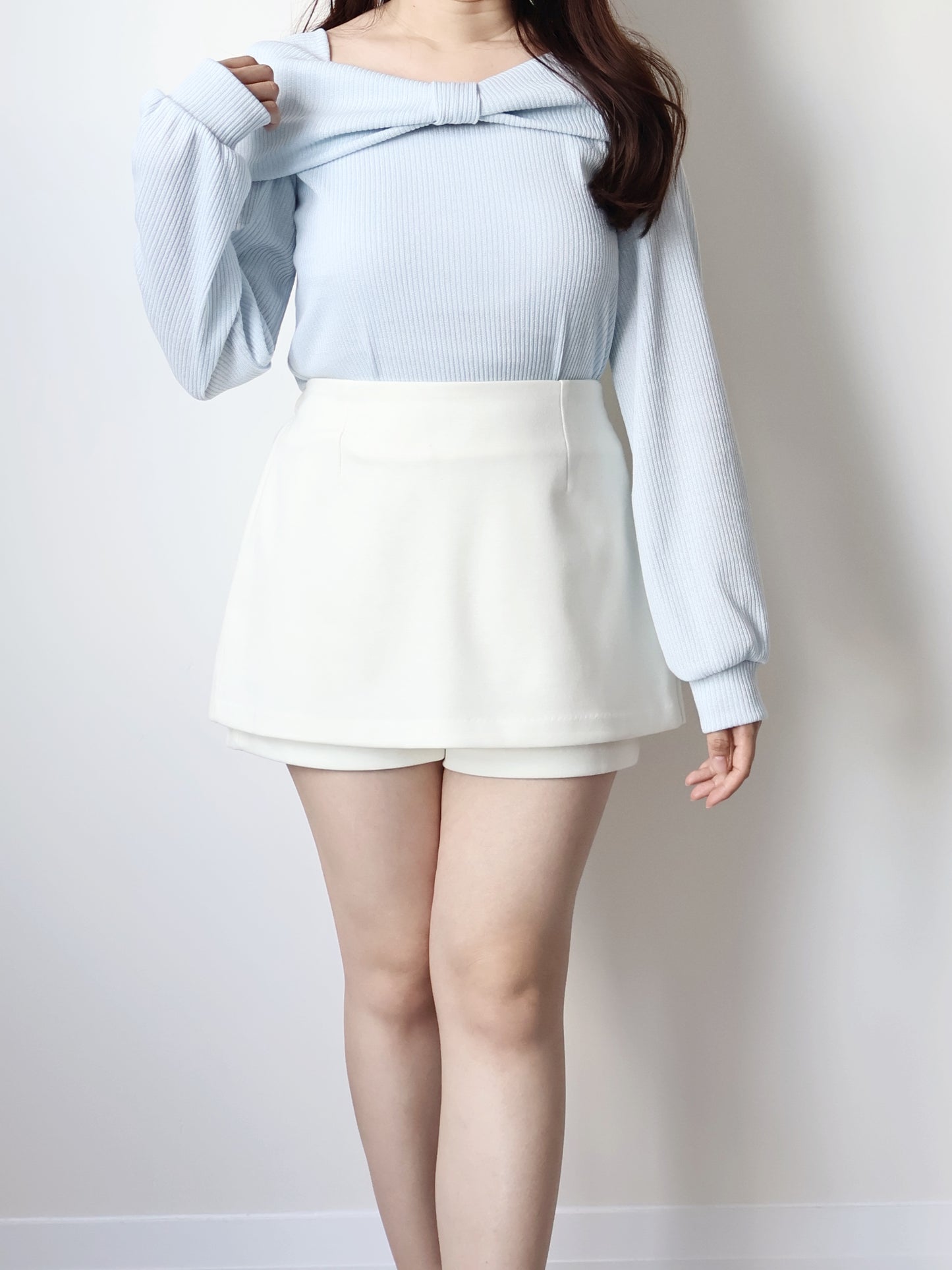 Wrinkle-Free Stretch Cotton A-Line Skort(Ivory)