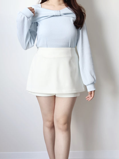 Wrinkle-Free Stretch Cotton A-Line Skort(Ivory)