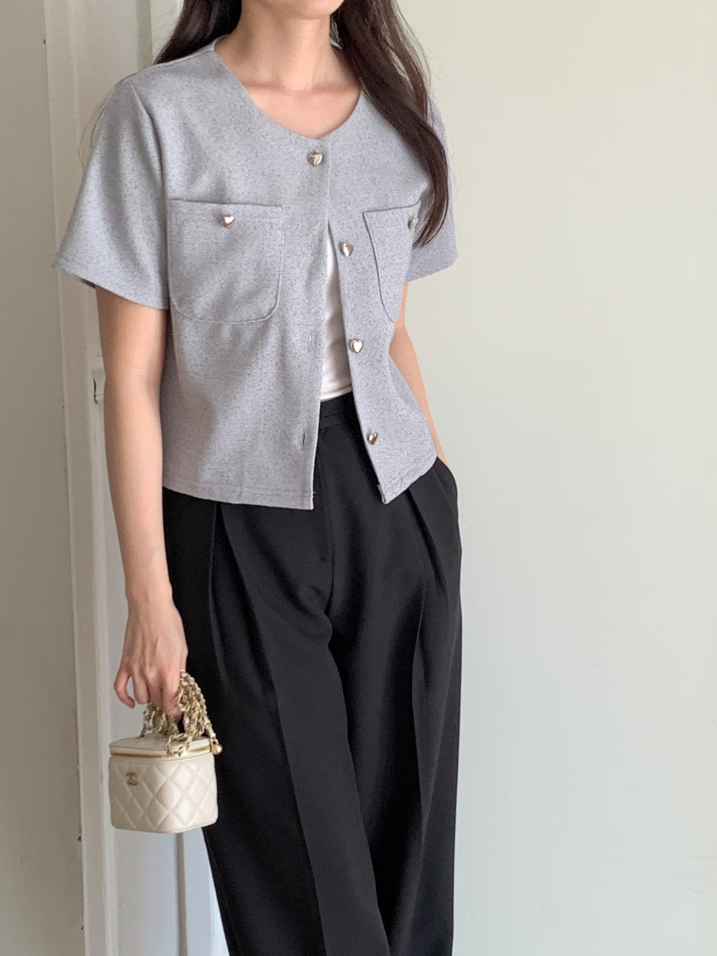 Chic Glossy Heart-Buttoned Heart-Buttoned(3 Colors)