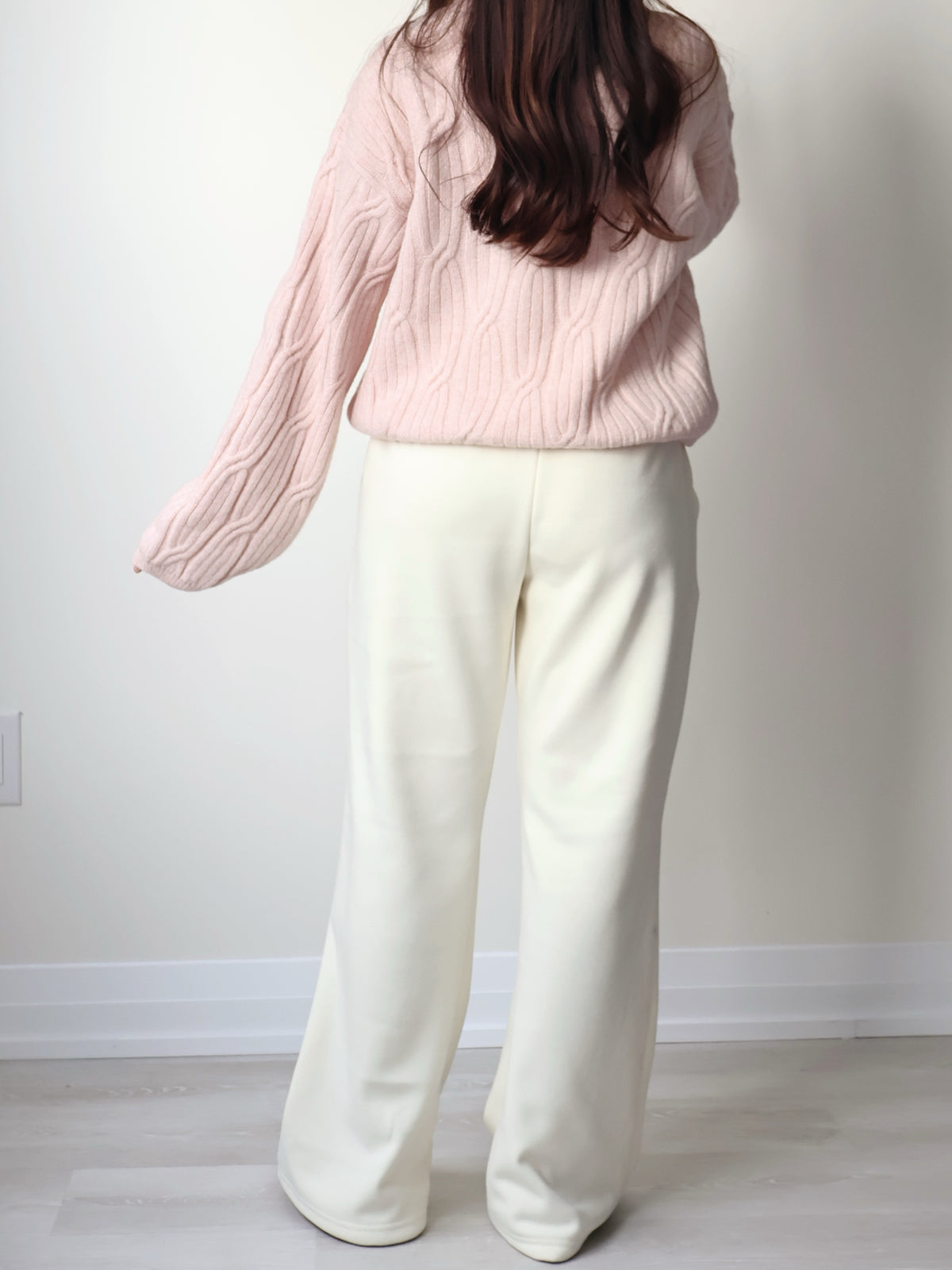 [3 Lengths] Pyjama-Soft Fuzzy Fleece Bootcut Pants with Pockets(Cream)