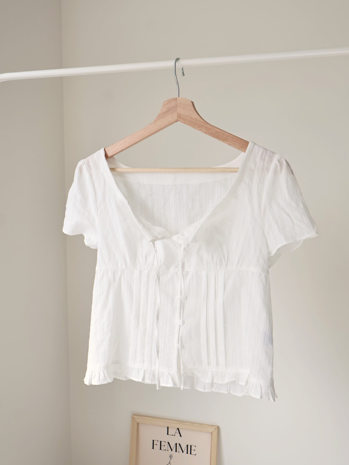 French Textured Jacquard Cotton Blouse(Ivory)