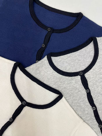 Minimalist Two-Tone Knit Cardigan(3 colors)