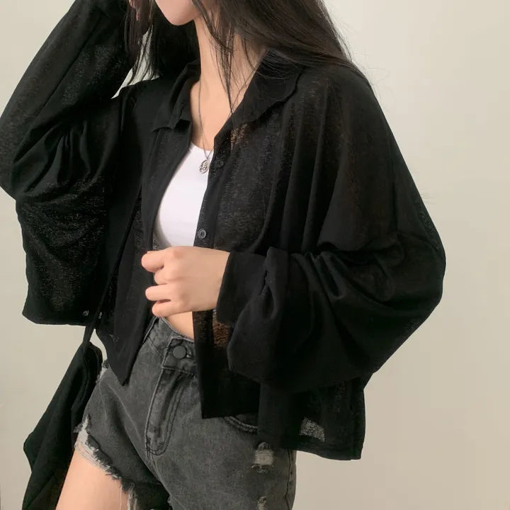 Morning Mist Sheer Layering Oversized Shirt(4 colors)