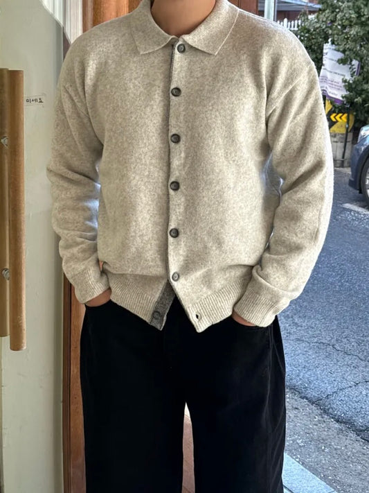 [Male] 5% Wool Color-Block Lapel Sweater(4 colors)