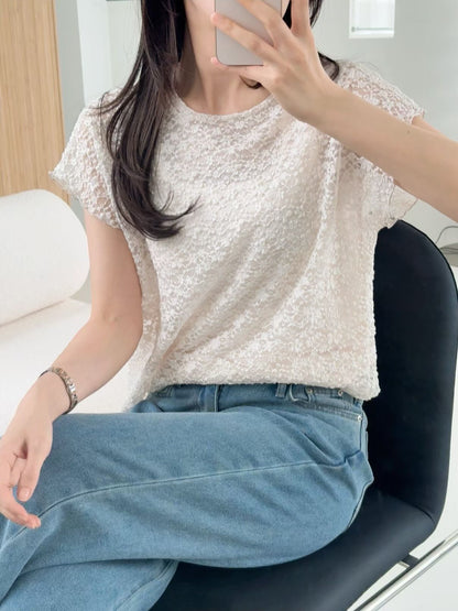 Romantic Daisy Lace Lined Blouse(3 Colors)