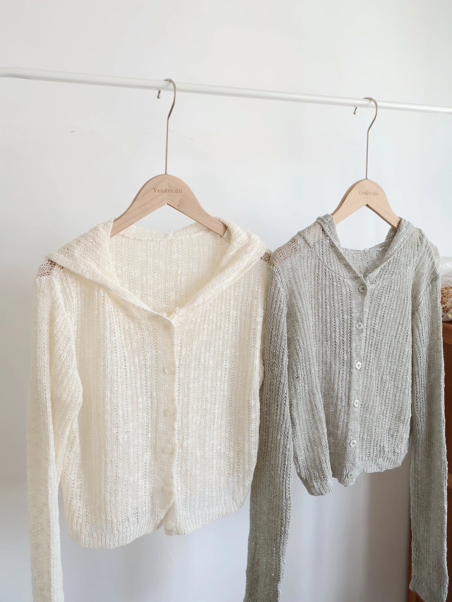 Matcha Milk Foam Hooded Knit Cardigan(Cream)