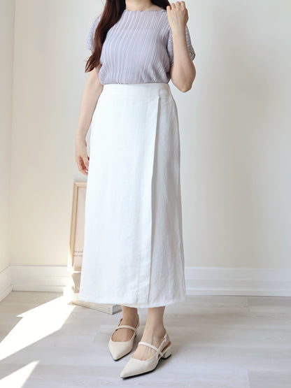 [Wrinkle-Free] Elegant Cool-Touch Vertical Pleat Top(Greyish Blue)
