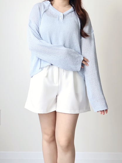 [Pear-Shape Friendly🍐] High-Waist Tailored Shorts with Pockets(Ivory)