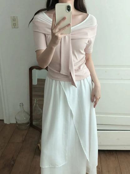 Romantic Tie-Neck Sheer Chiffon Top(2 Colors)