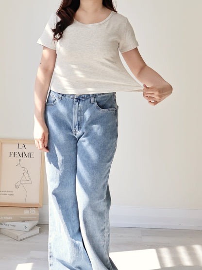 Everyday Breathable Waist-Contour Cotton Tee(4 colors)