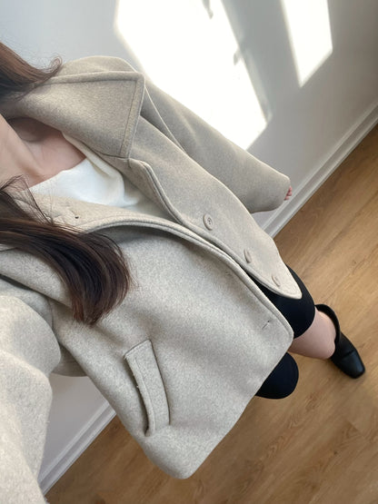 Wool-look Collar Button Coat