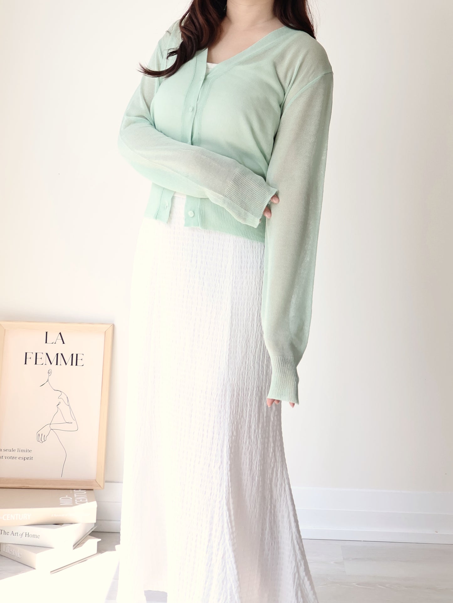 Featherlight Airy Ice-Silk UV-Block Knit Cardigan(Mint)