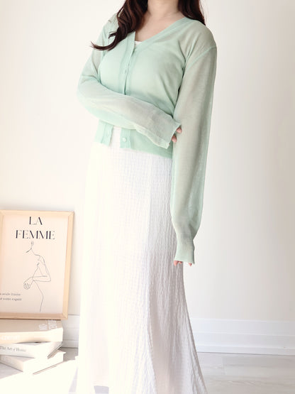 Featherlight Airy Ice-Silk UV-Block Knit Cardigan(Mint)