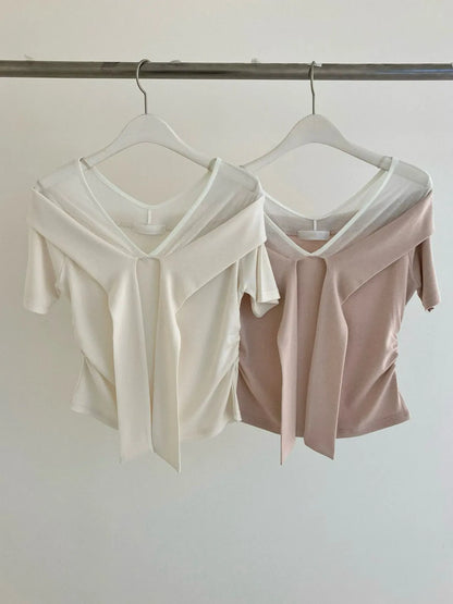 Romantic Tie-Neck Sheer Chiffon Top(2 Colors)