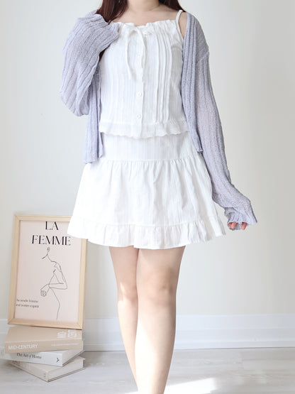Relaxed Cinnamon V-Neck Knit Cardigan(Greyish blue)