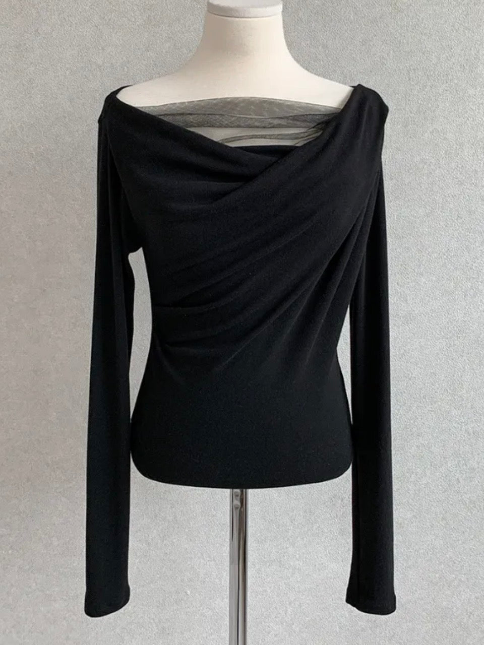 Ethereal Cowl Neck Sheer Tee(3 Colors)
