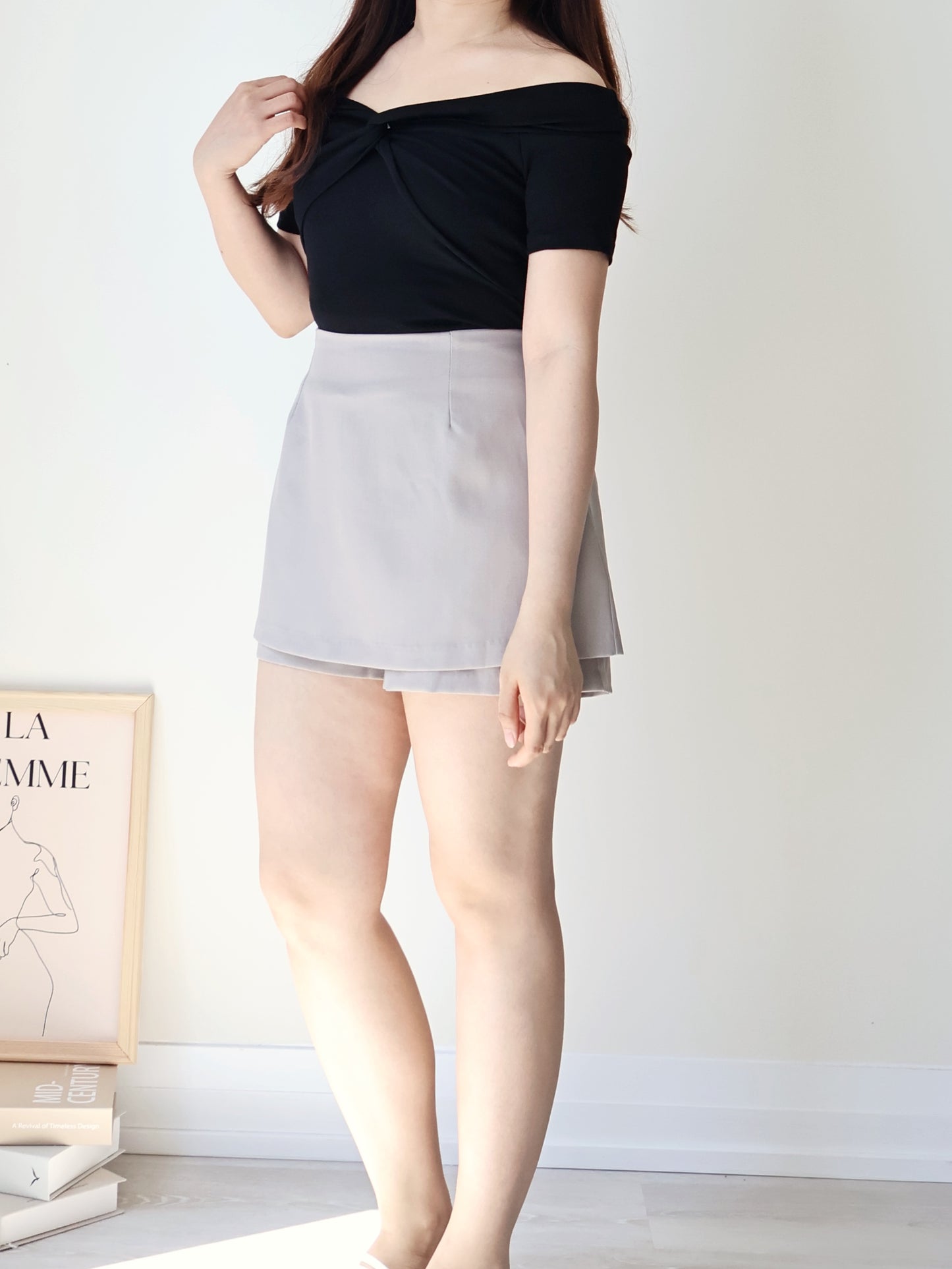 +5cm Leg-Elongating A-Line Tailored Skort(Mocha)