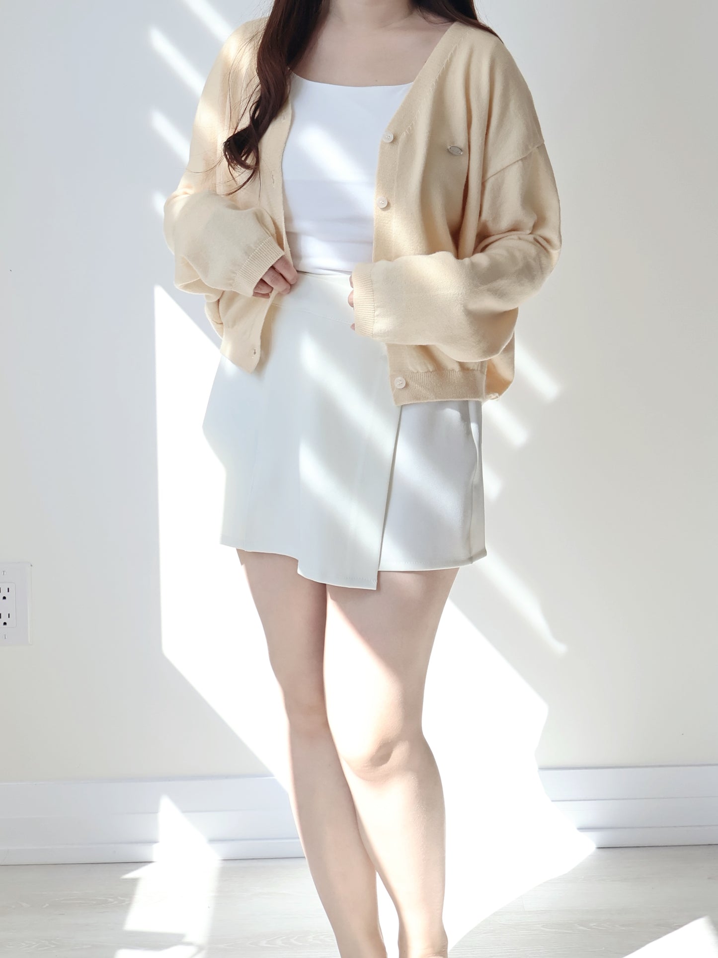 Premium Italy Cotton🇮🇹 Silver Badge Cardigan(Light Yellow)