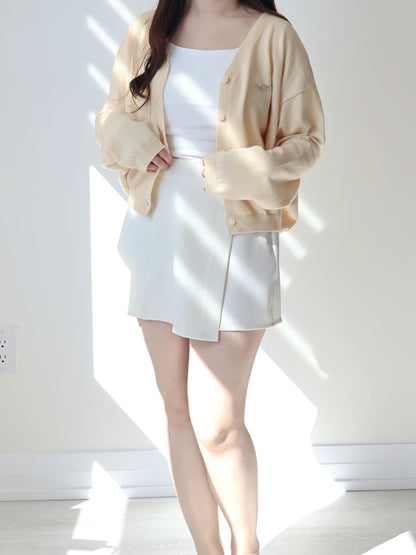 Premium Italy Cotton🇮🇹 Silver Badge Cardigan(Light Yellow)