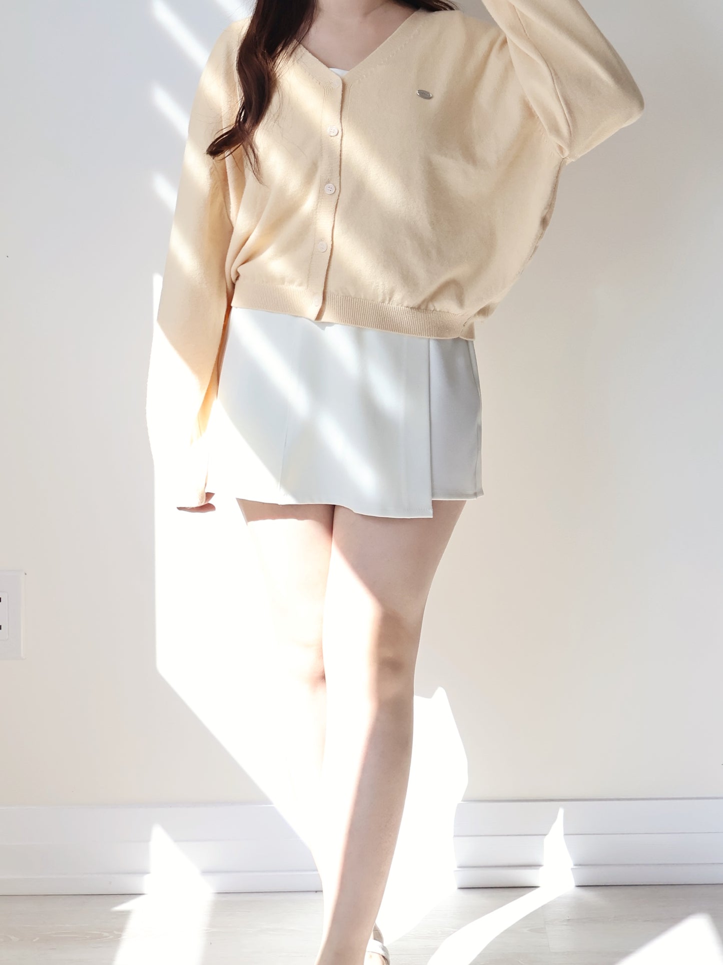 Premium Italy Cotton🇮🇹 Silver Badge Cardigan(Light Yellow)
