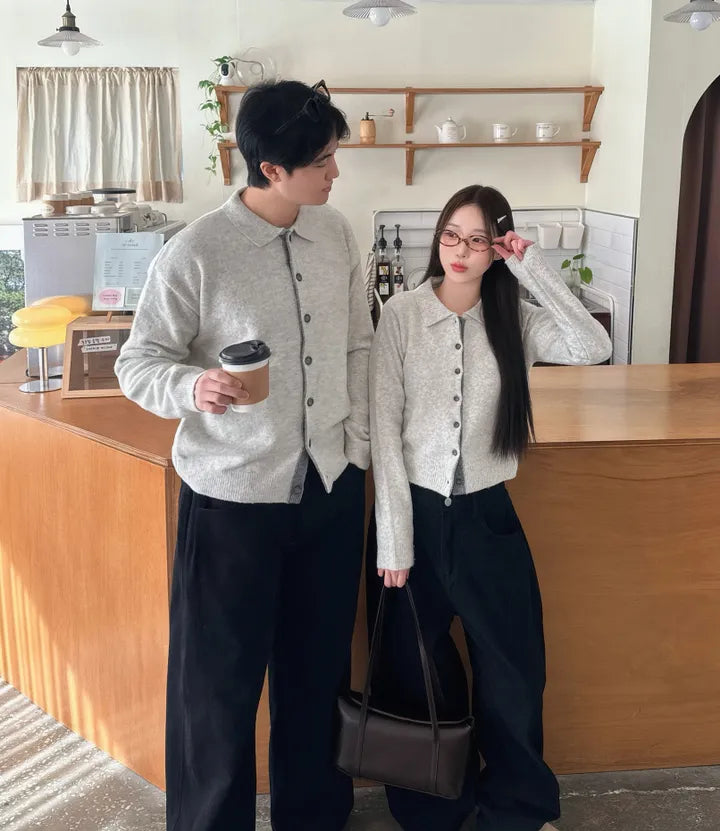 [Female] 5% Wool Color-Block Lapel Cardigan(4 colors)