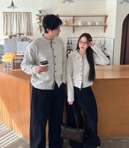 [Female] 5% Wool Color-Block Lapel Cardigan(4 colors)