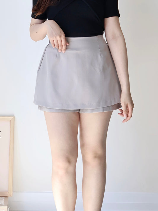 +5cm Leg-Elongating A-Line Tailored Skort(Mocha)