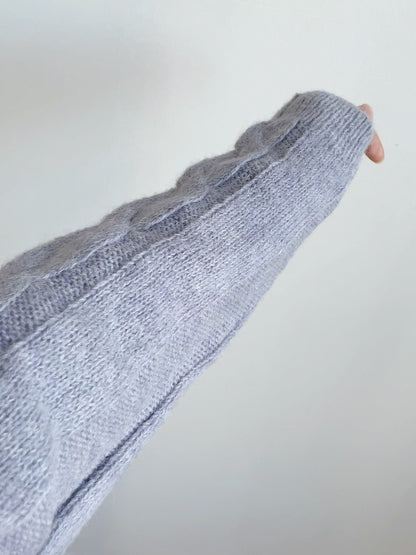 [10% WOOL] Danish Bread Twist Cardigan(Lavender)