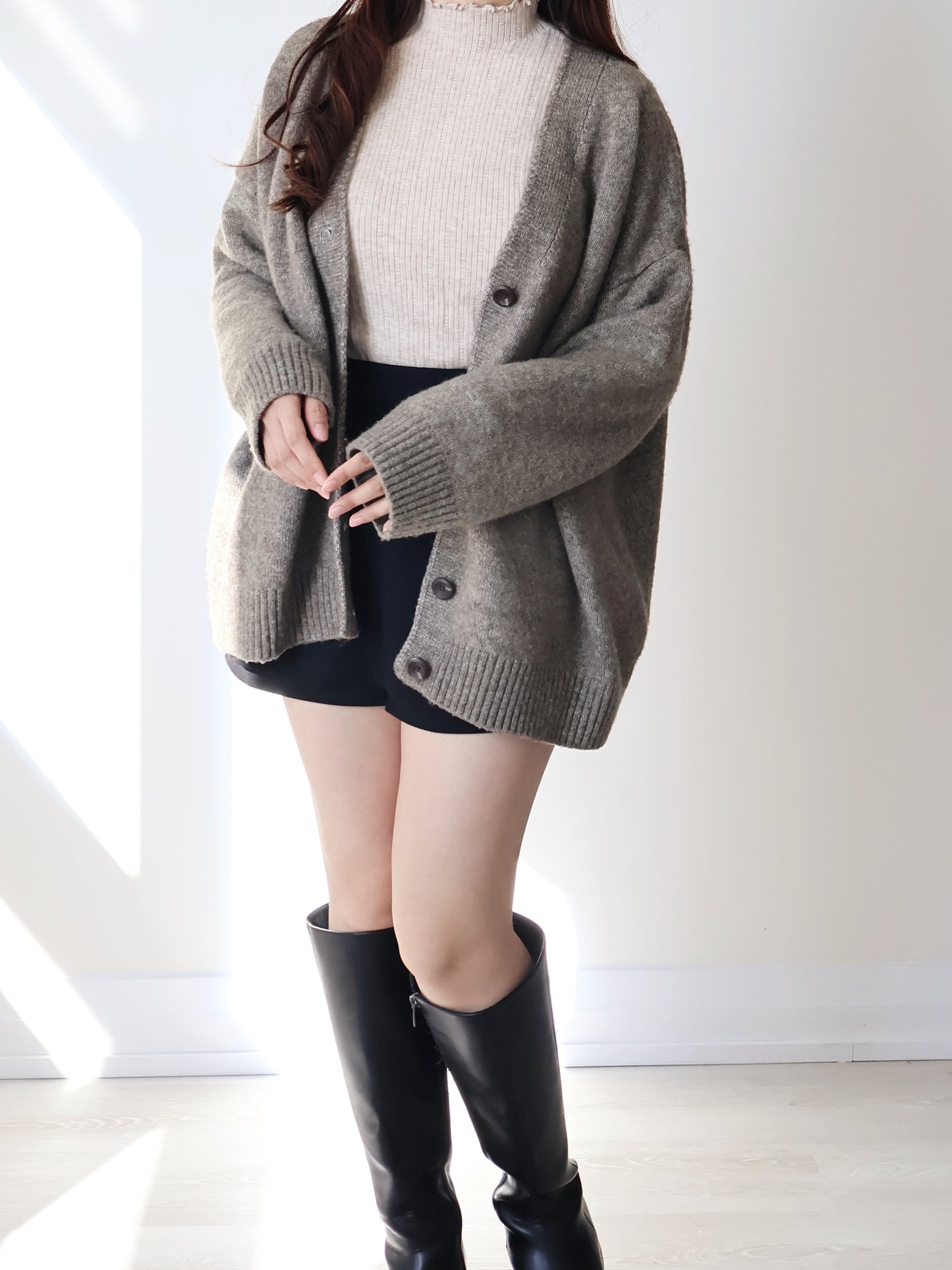 Wrinkle-Free Stretch Cotton A-Line Skort(Black)