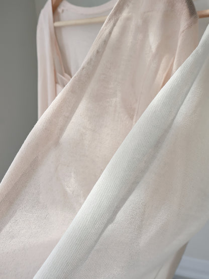 Romantic Sheer Trim Bra Top + Airy Tencel Cardigan Set(Ivory)